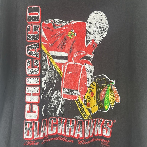 Vintage 90s NHL Chicago Blackhawks Graphic Tee - Chalkline, Size XL - Picture 1 of 9
